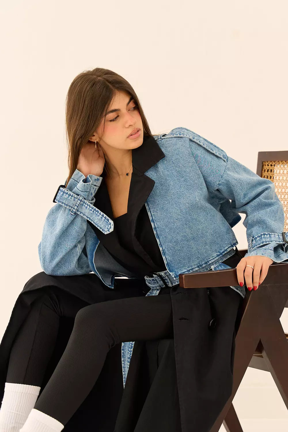 Deni-Trench Coat in black