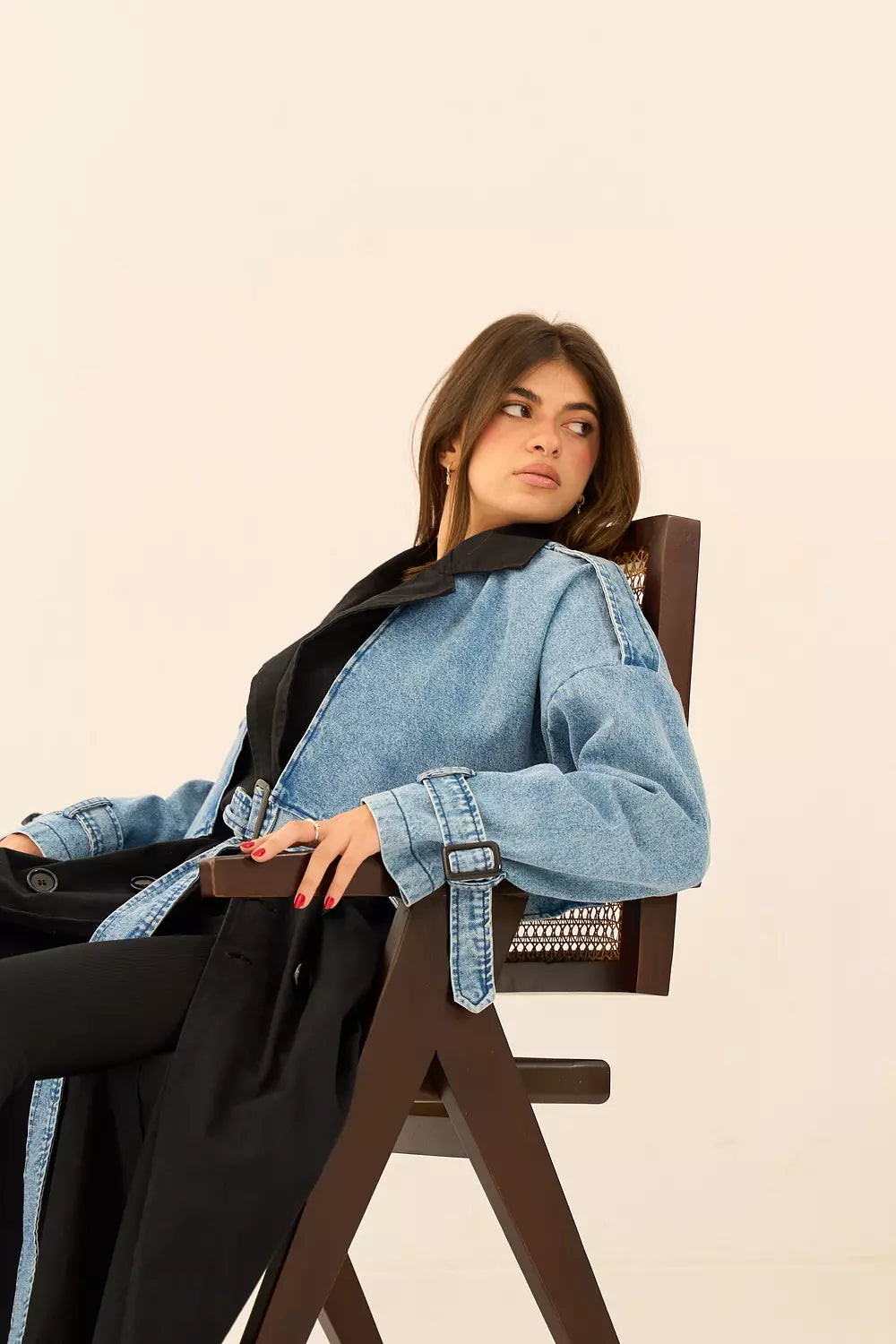 Deni-Trench Coat in black